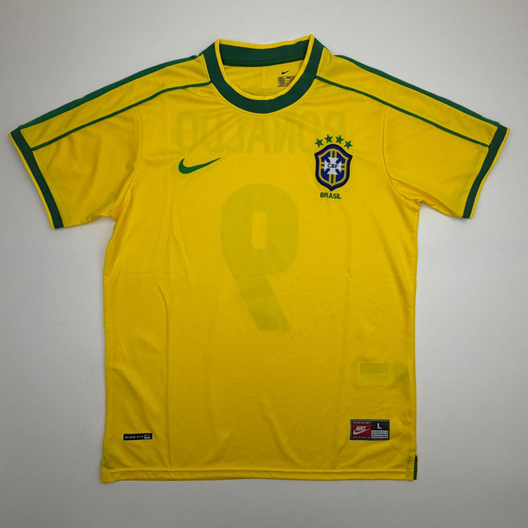 Autographed/Signed Ronaldo Nazario Brazil Yellow Soccer Jersey Beckett BAS COA #2