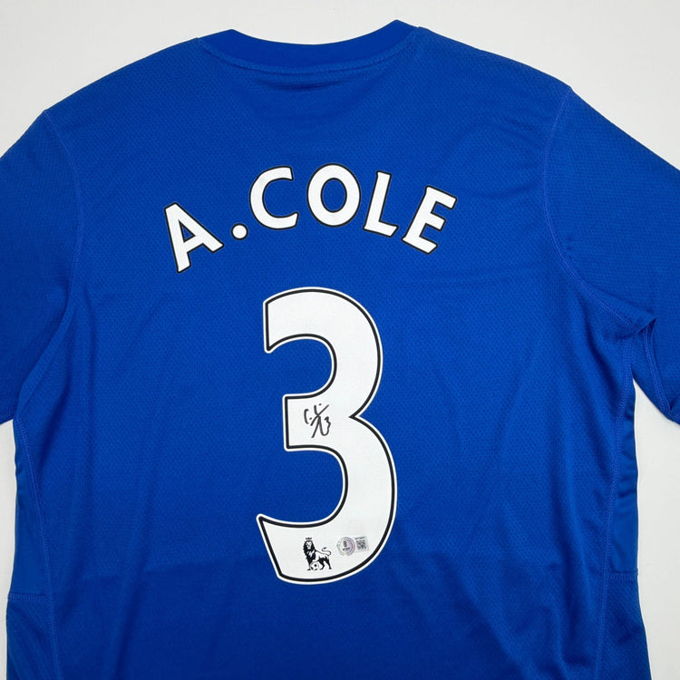 Autographed/Signed Ashley Cole Chelsea FC Blue Soccer Futbol Jersey Beckett BAS COA