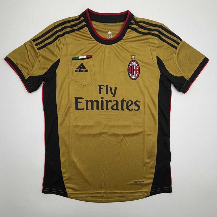 Autographed/Signed Ricardo Kaka AC Milan Gold Soccer Futbol Jersey Beckett BAS COA