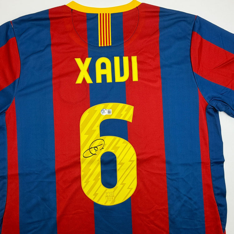 Autographed/Signed Xavi Hernandez FC Barcelona 2011 Final Soccer Jersey Beckett BAS COA