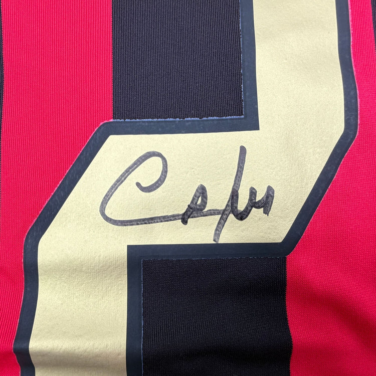 Autographed/Signed Cafu AC Milan Black/Red Soccer Futbol Jersey Beckett BAS COA
