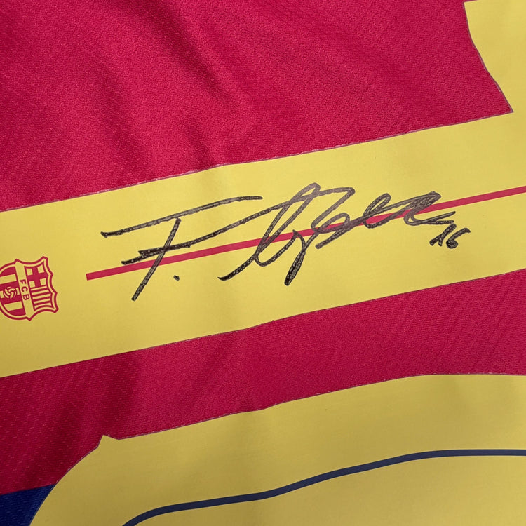 Autographed/Signed Fermin Lopez FC Barcelona Split Soccer Jersey Beckett BAS COA