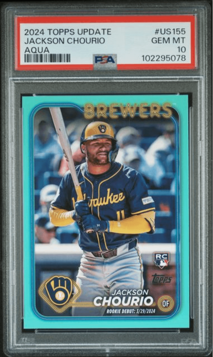 Graded 2024 Topps Update Jackson Chourio #US155 Rookie RC Baseball Card PSA 10 Gem Mint