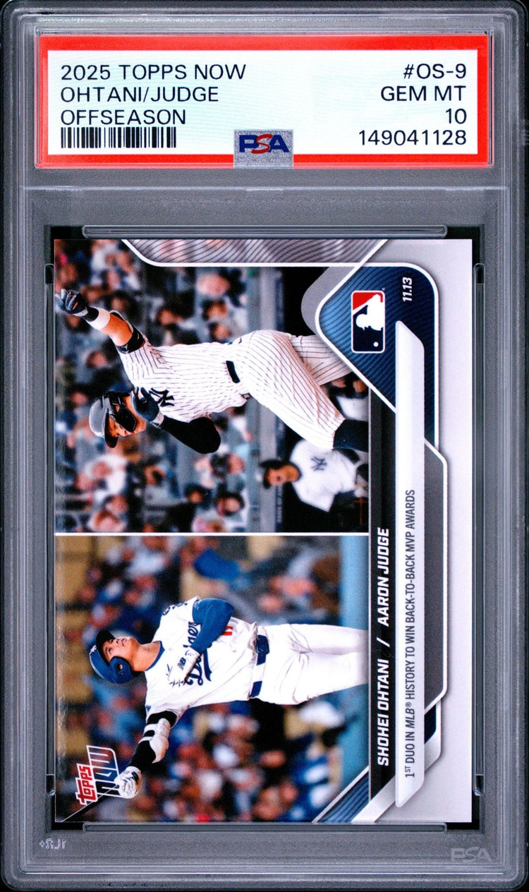 Graded 2025 Topps Now Shohei Ohtani Aaron Judge #OS-9 Offseason Back to Back MVPs Baseball Card PSA 10 Gem Mint