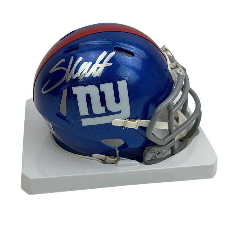 Autographed/Signed Cam Skattebo New York Giants Speed Mini Football Helmet Beckett BAS COA