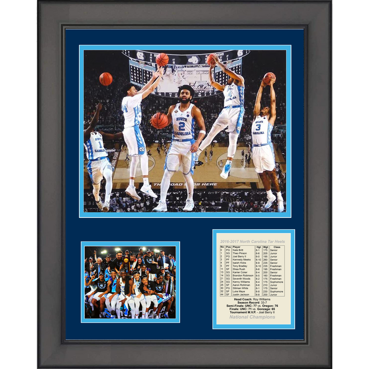 Framed UNC 2016-2017 NCAA Tournament Champions College Basketball 11"x14" Three Photo Collage