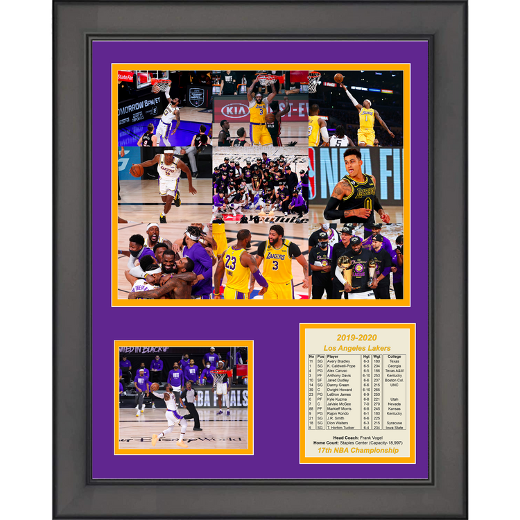 Framed Los Angeles Lakers 2019 NBA Champions LeBron James Finals MVP Basketball 11"x14" Three Photo Collage