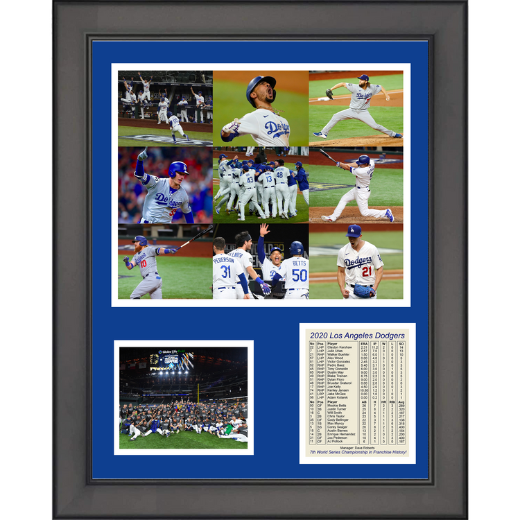 Framed Los Angeles Dodgers 2020 World Series Champions 11"x14" Baseball Mosaic Three Photo Collage
