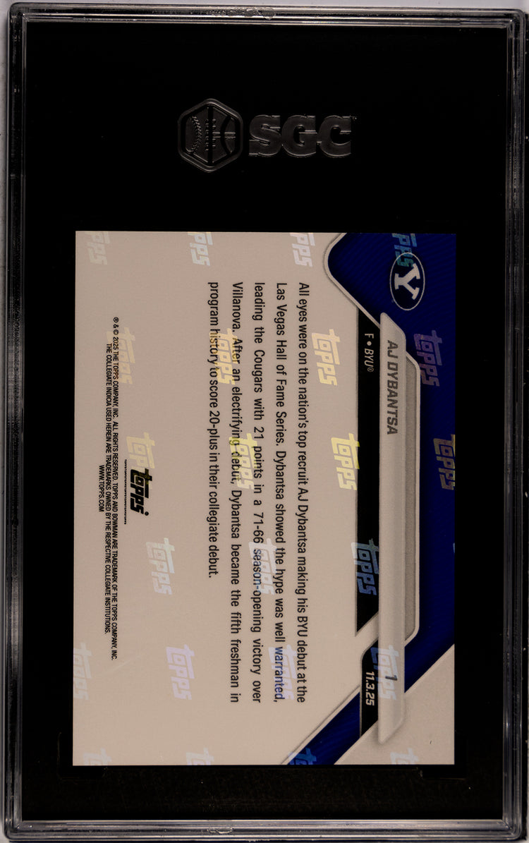 Graded 2025 Topps Bowman U Now AJ Dybantsa #1 Rookie RC Basketball Card SGC 9 Mint