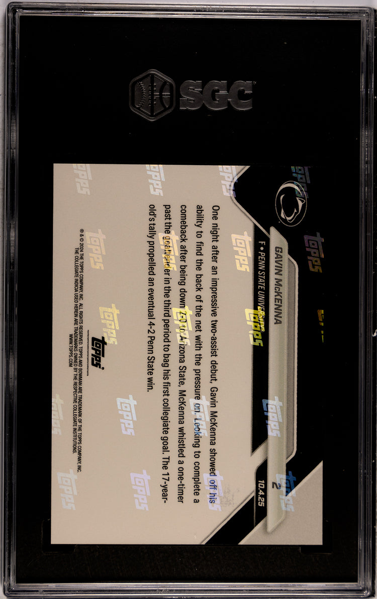 Graded 2025 Topps Bowman U Now Gavin McKenna #2 Penn State Nittany Lions Rookie RC Hockey Card SGC 10 Gem Mint