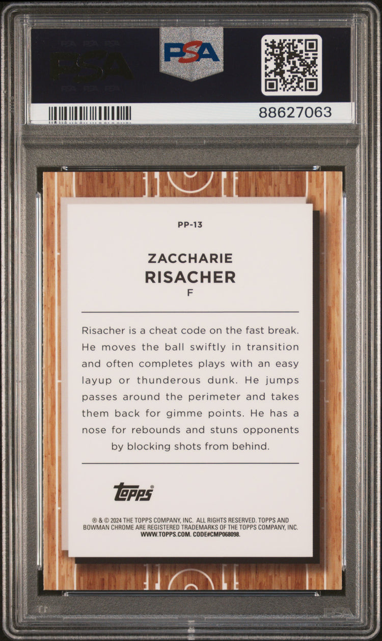 Graded 2023 Topps Bowman U Chrome Zaccharie Risacher #PP13 Prodigal Playmakers Rookie RC Basketball Card PSA 10 Gem Mint