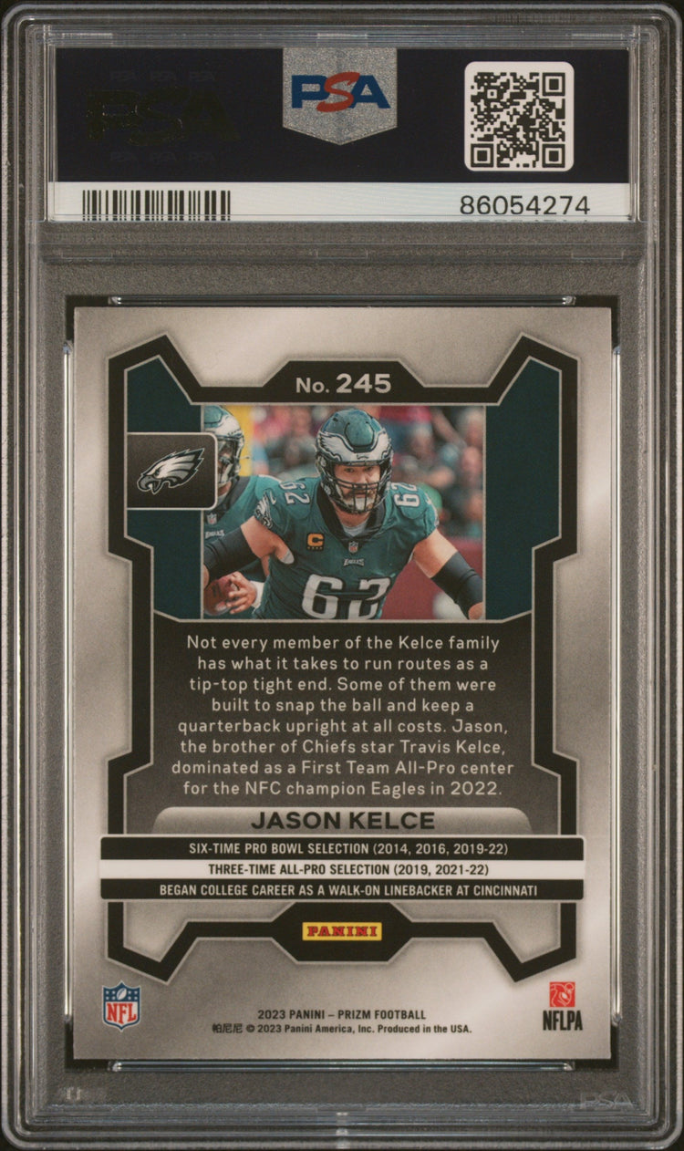 Graded 2023 Panini Prizm Jason Kelce #245 Football Card PSA 10 Gem Mint
