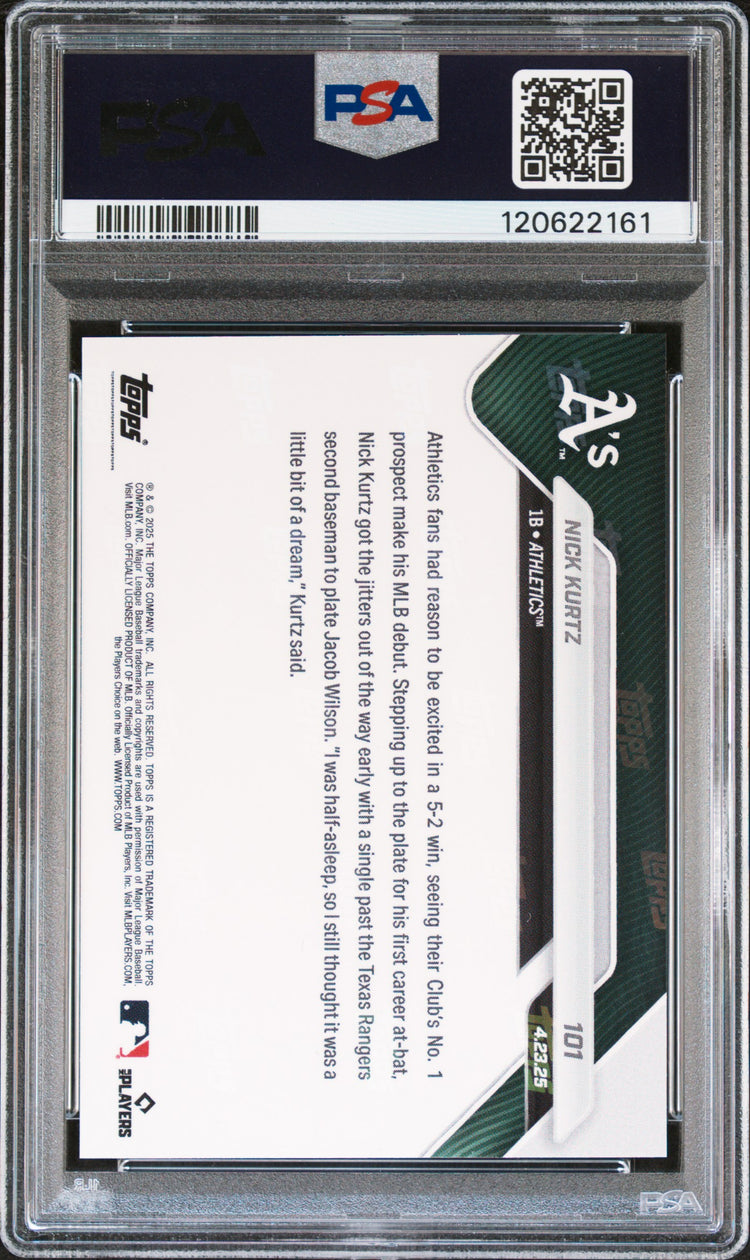 Graded 2025 Topps Now Nick Kurtz #101 Rookie RC Baseball Card PSA 9 Mint