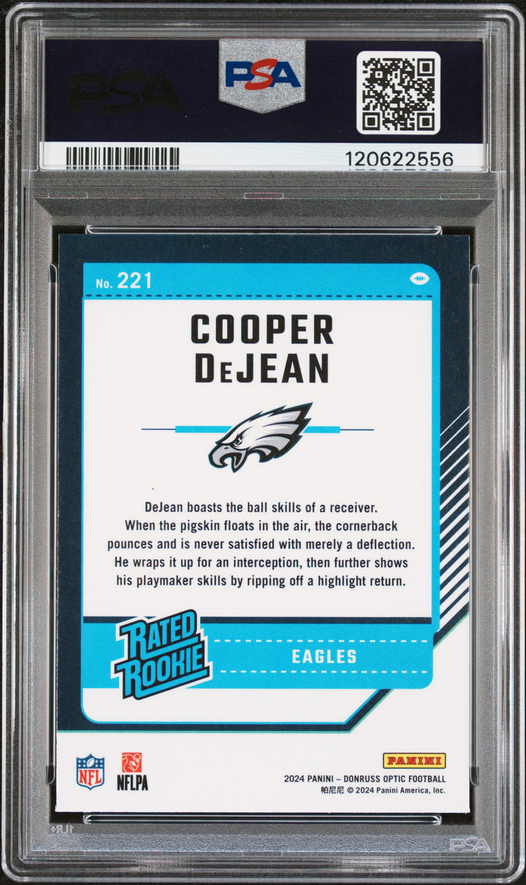 Graded 2024 Panini Donruss Optic Cooper Dejean #221 Rookie RC Football Card PSA 8 Near Mint