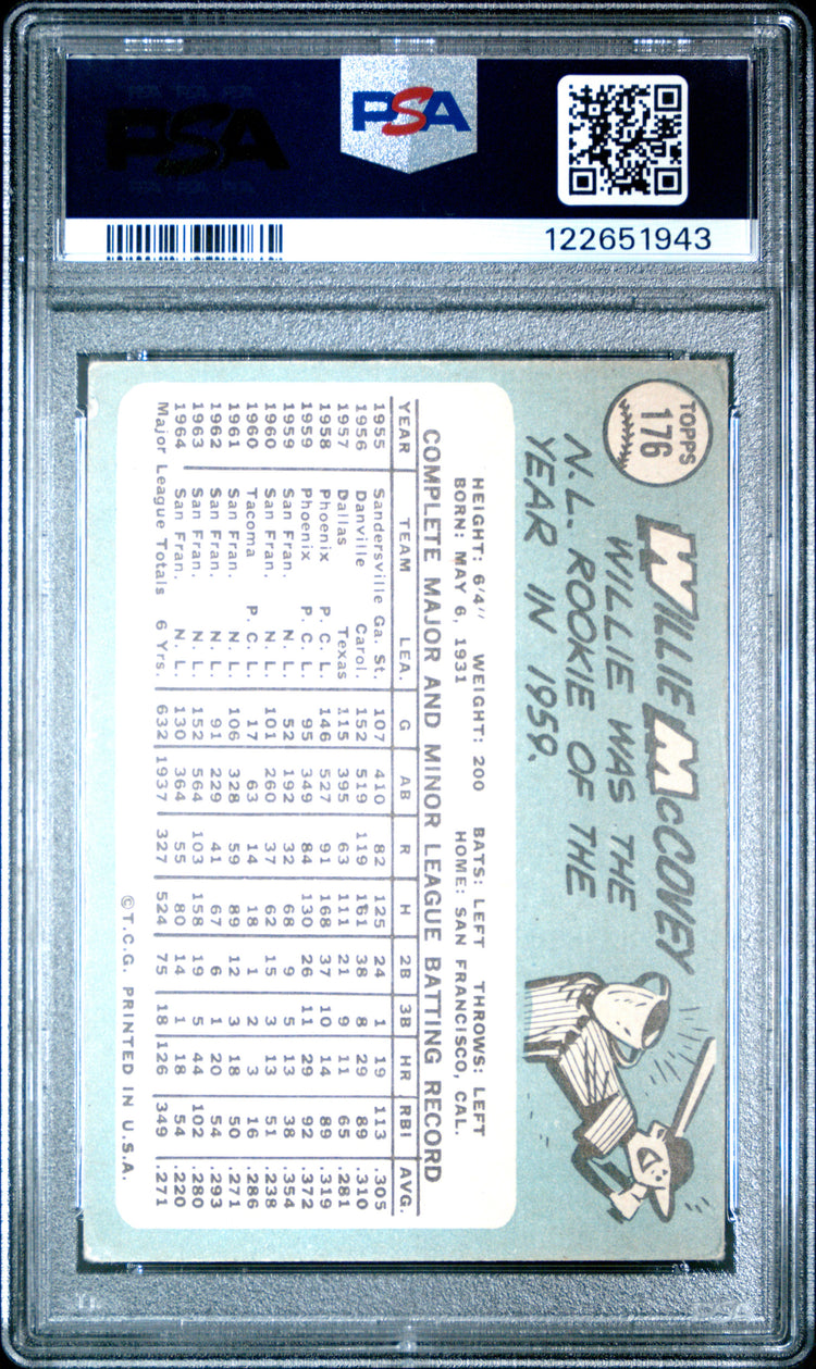Graded 1965 Topps Willie McCovey #176 Baseball Card PSA 4 Very Good