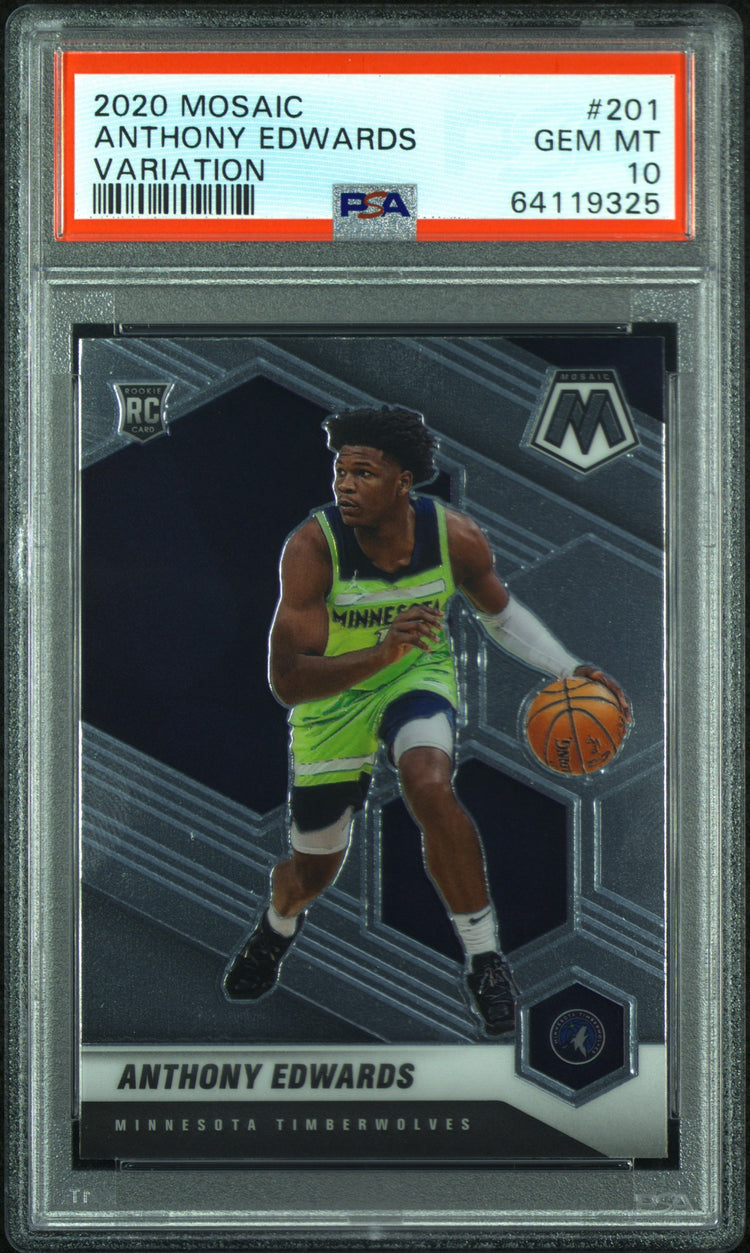 Graded 2020 Panini Mosaic Anthony Edwards #201 Variation Rookie RC Basketball Card PSA 10 Gem Mint