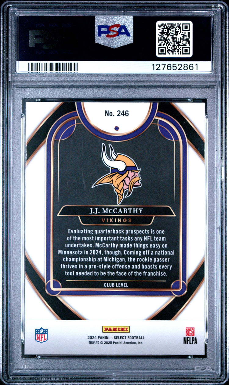 Graded 2024 Panini Select JJ McCarthy #246 Rookie RC Football Card PSA 9 Mint
