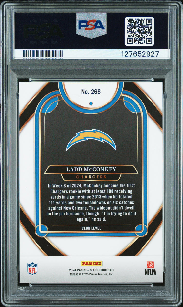 Graded 2024 Panini Select Ladd McConkey #268 Rookie RC Football Card PSA 9 Mint
