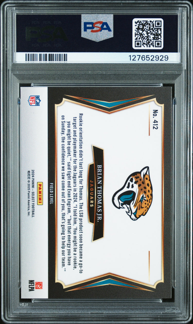 Graded 2024 Panini Select Brian Thomas Jr. #412 Rookie RC Football Card PSA 10 Gem Mint
