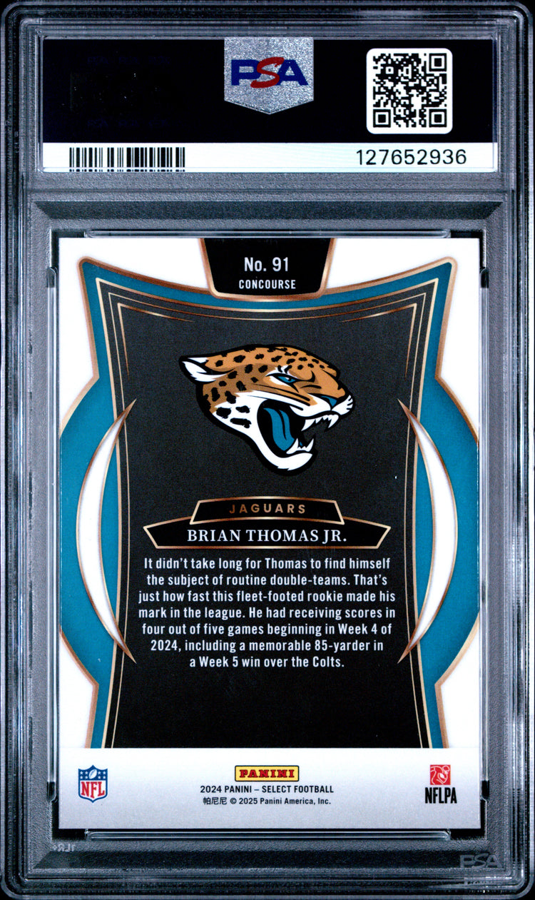 Graded 2024 Panini Select Brian Thomas Jr. #91 Rookie RC Football Card PSA 8 Near Mint