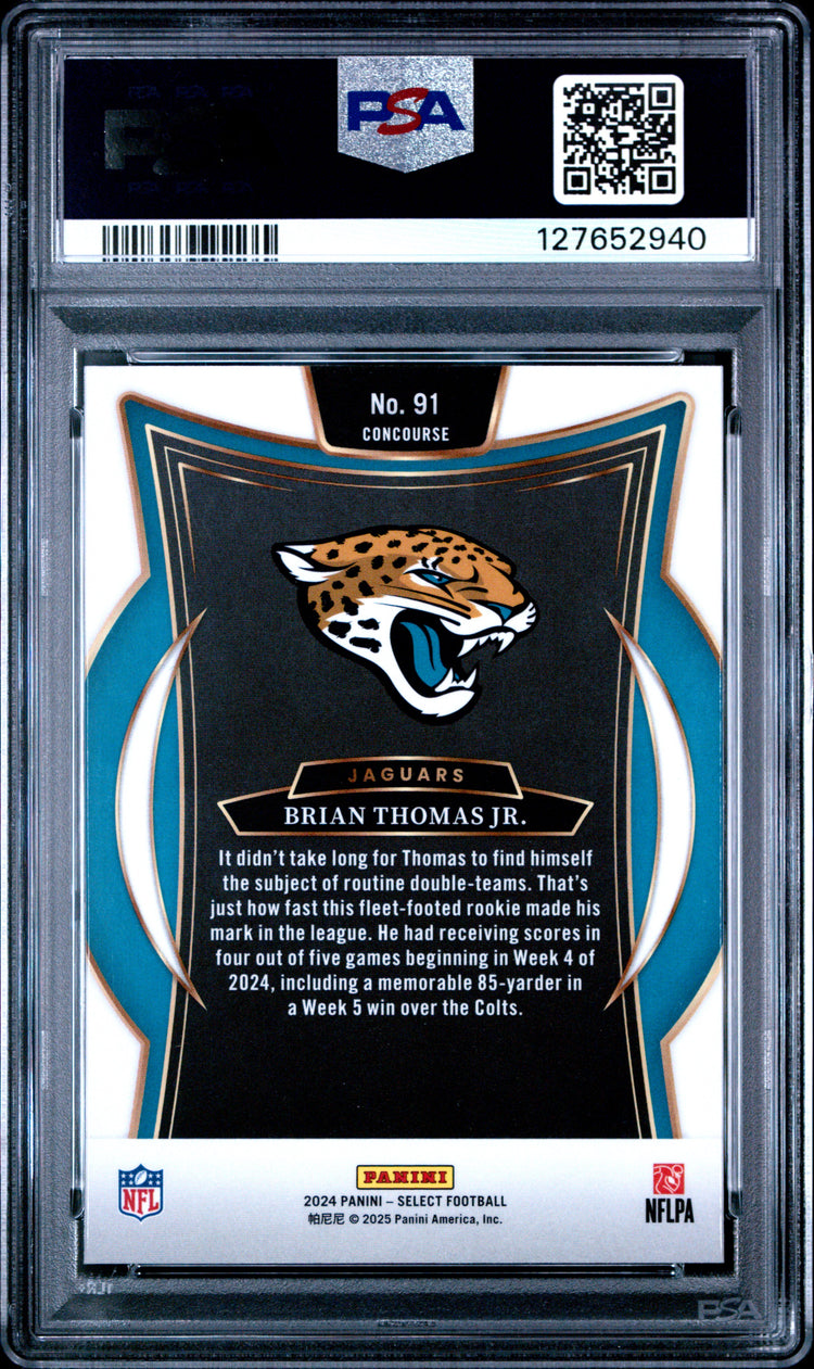 Graded 2024 Panini Select Brian Thomas Jr. #91 Rookie RC Football Card PSA 9 Mint