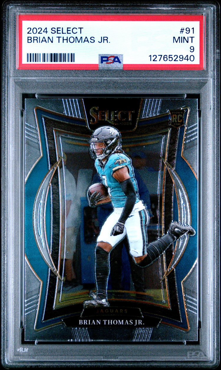 Graded 2024 Panini Select Brian Thomas Jr. #91 Rookie RC Football Card PSA 9 Mint