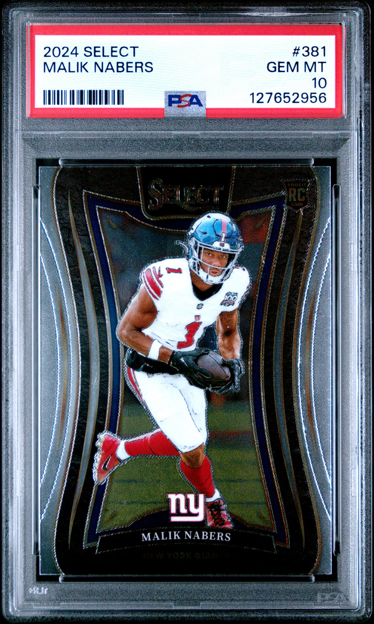 Graded 2024 Panini Select Malik Nabers #381 Rookie RC Football Card PSA 10 Gem Mint