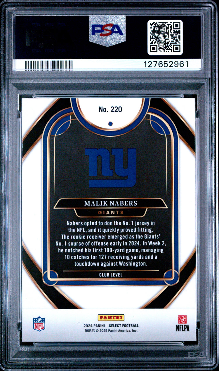 Graded 2024 Panini Select Malik Nabers #220 Rookie RC Football Card PSA 7 Near Mint