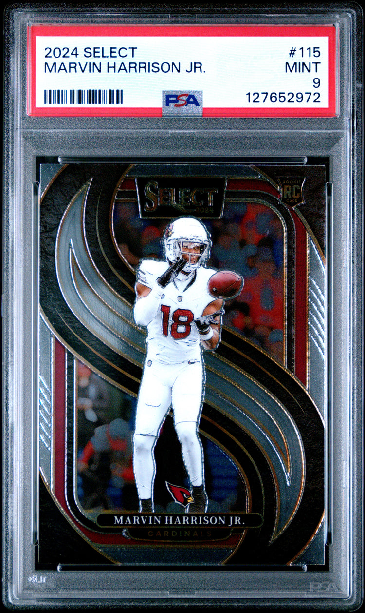 Graded 2024 Panini Select Marvin Harrison Jr. #115 Rookie RC Football Card PSA 9 Mint