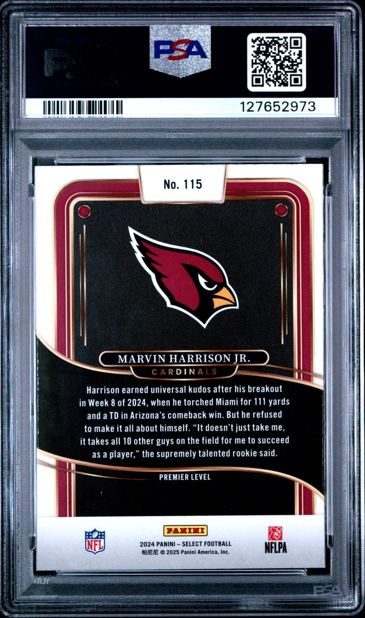 Graded 2024 Panini Select Marvin Harrison Jr. #115 Rookie RC Football Card PSA 7 Near Mint