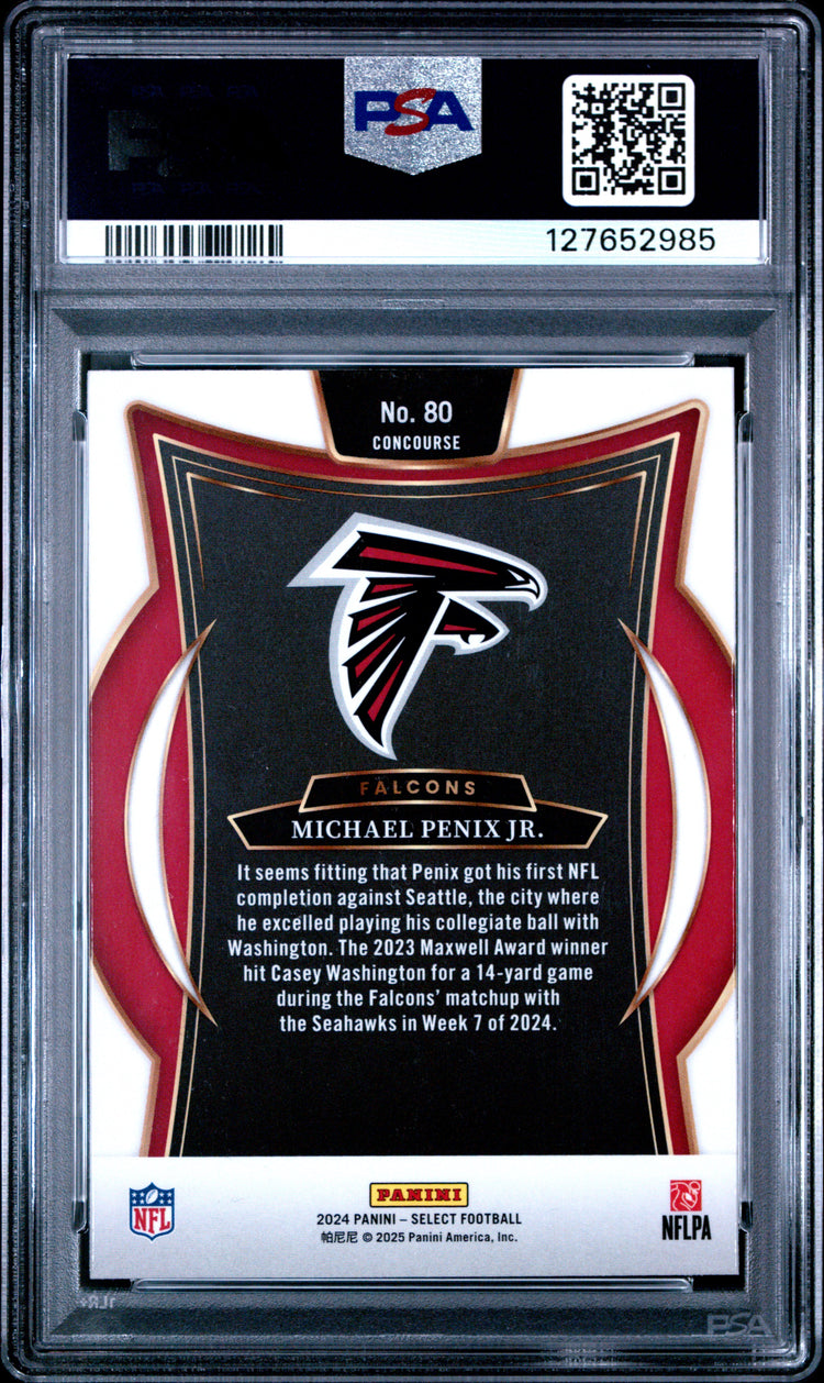Graded 2024 Panini Select Michael Penix Jr. #80 Rookie RC Football Card PSA 9 Mint