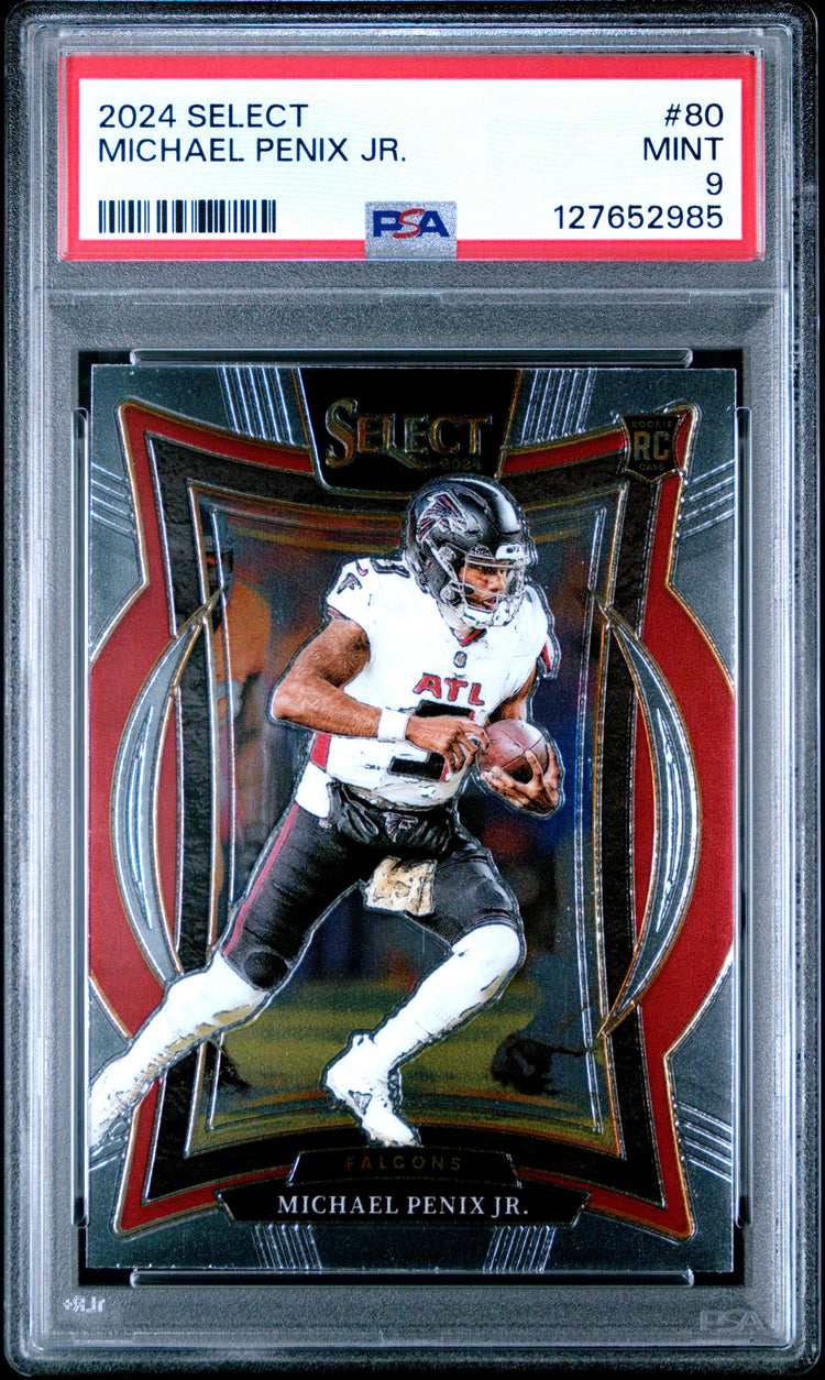 Graded 2024 Panini Select Michael Penix Jr. #80 Rookie RC Football Card PSA 9 Mint