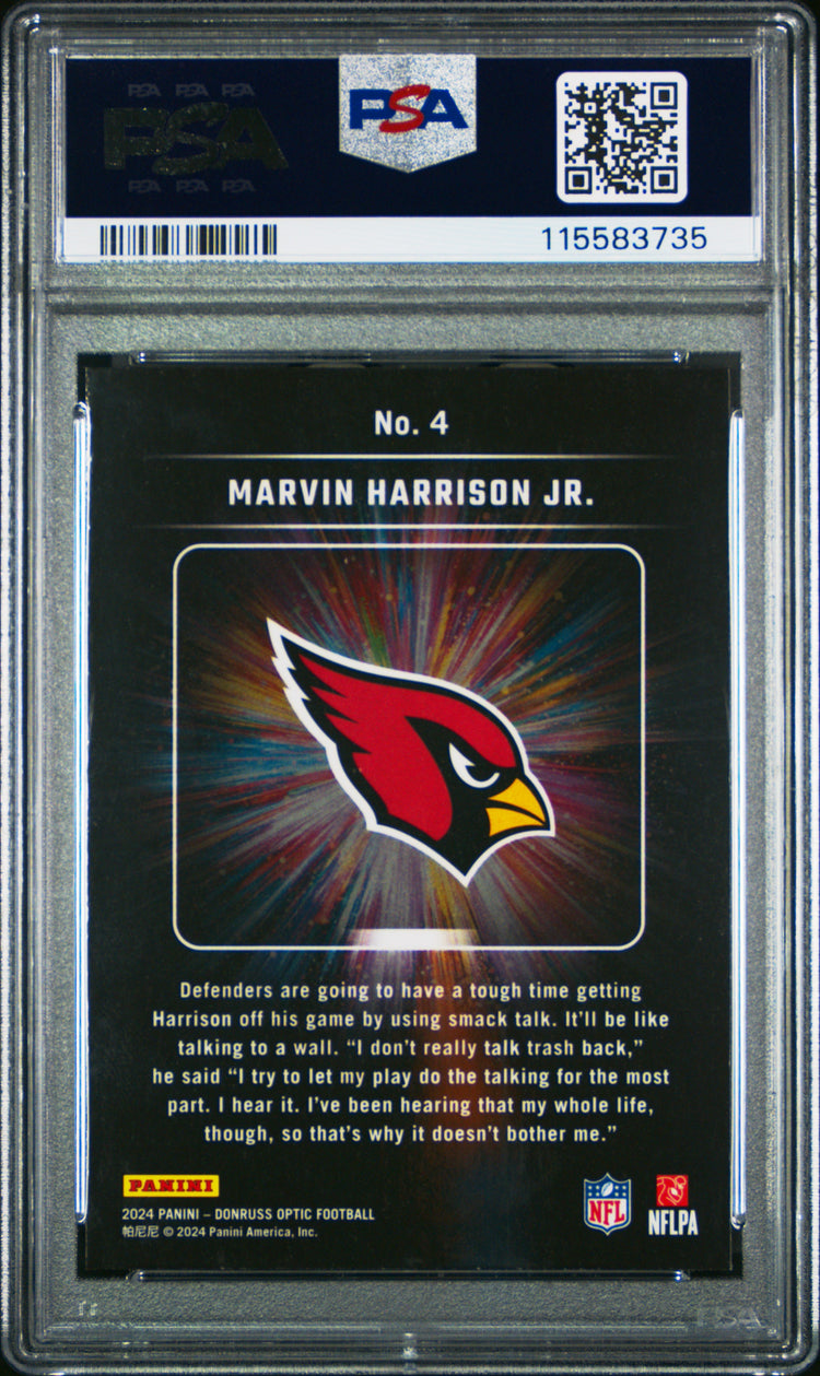 Graded 2024 Panini Donruss Optic Marvin Harrison Jr #4 Light It Up Rookie RC Football Card PSA 10 Gem Mint