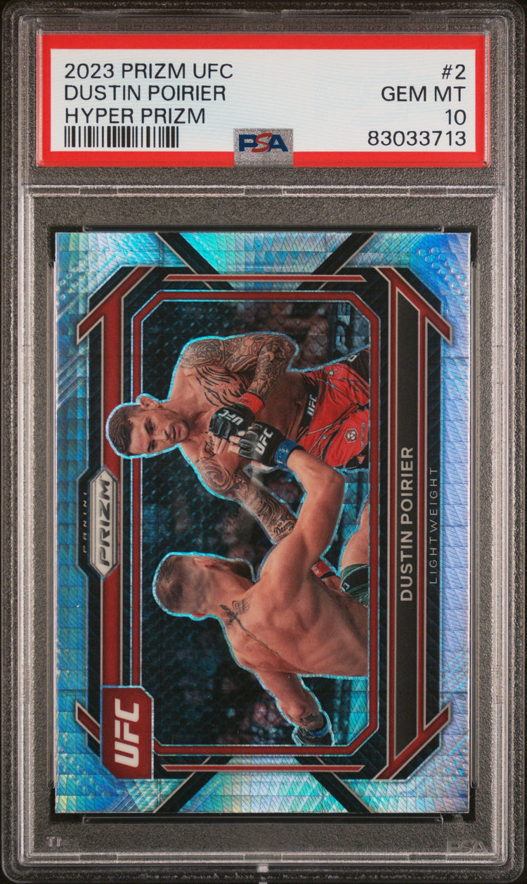 Graded 2023 Panini Prizm UFC Dustin Poirier #2 Hyper Prizm UFC MMA Card PSA 10 Gem Mint