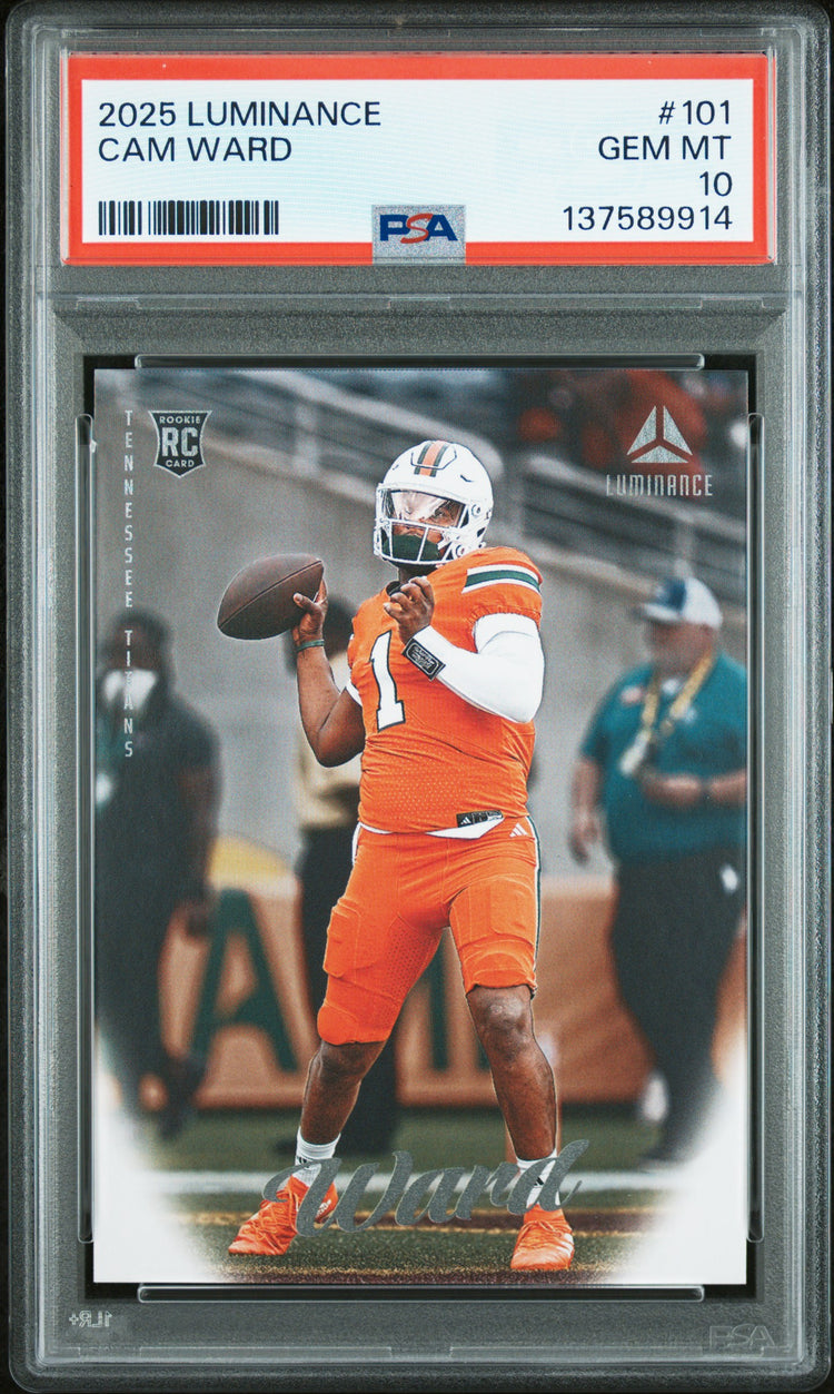 Graded 2025 Panini Luminance Cam Ward #101 Rookie RC Football Card PSA 10 Gem Mint