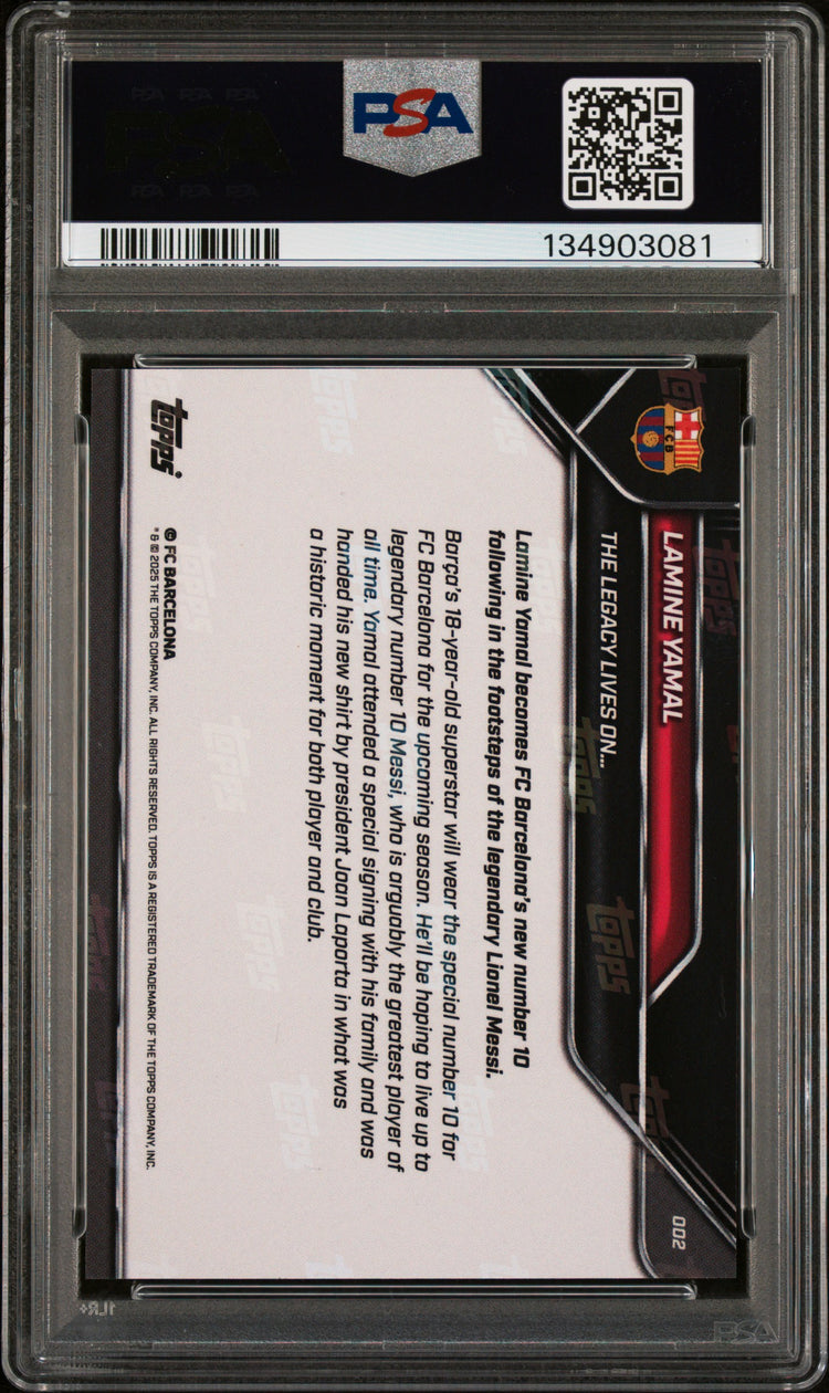Graded 2025 Topps Now Lamine Yamal #2 FC Barcelona Soccer Card PSA 9 Mint