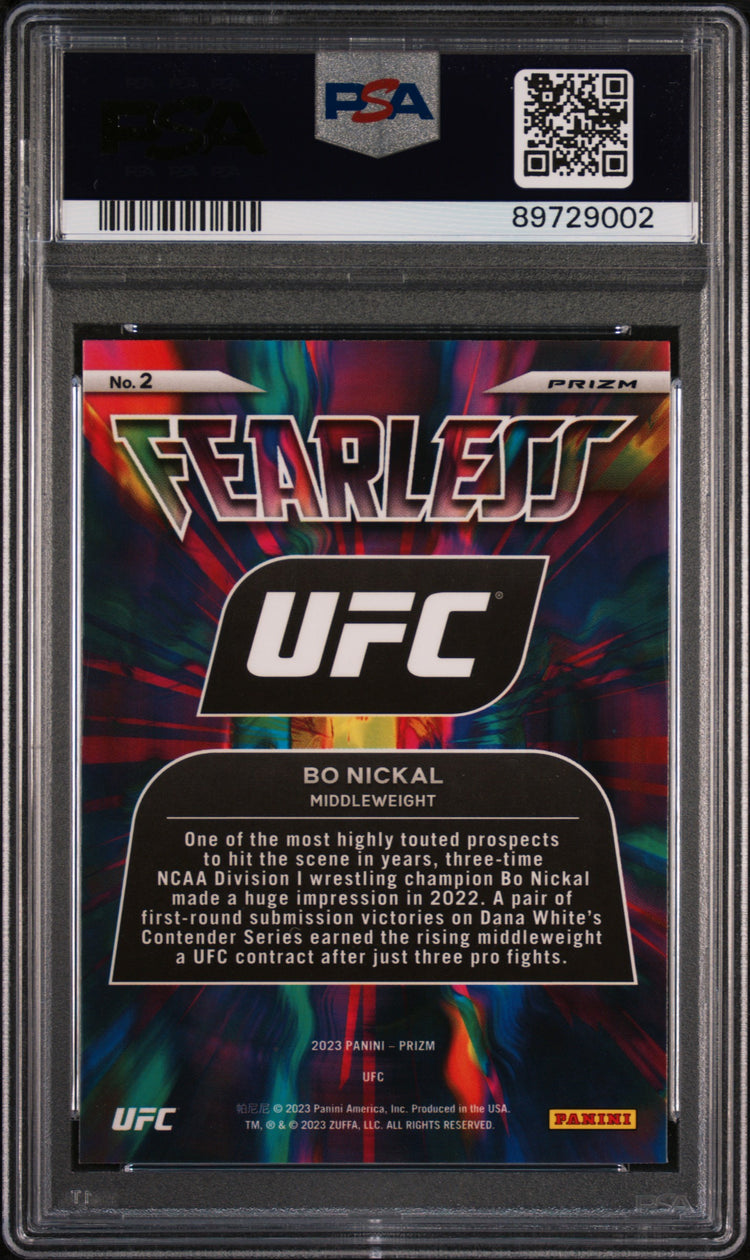 Graded 2023 Panini Prizm Bo Nickal #2 Fearless Undercard Rookie RC UFC MMA Card PSA 10 Gem Mint