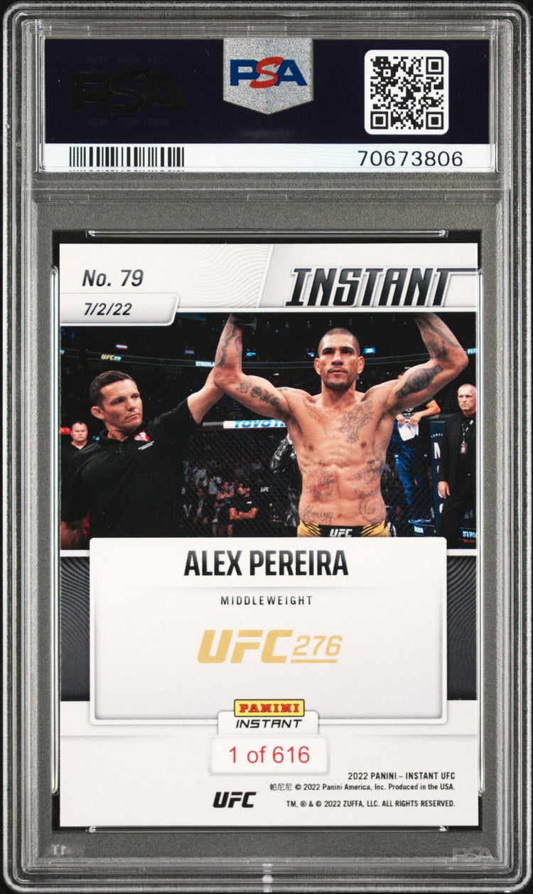 Graded 2022 Panini Instant UFC Alex Pereira #79 Rookie RC UFC MMA Card PSA 10 Gem Mint