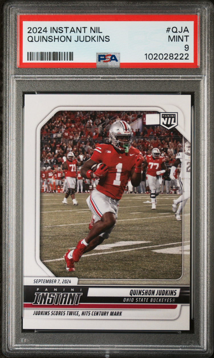 Graded 2024 Panini Instant NIL Quinshon Judkins #QJA Rookie RC Football Card PSA 9 Mint