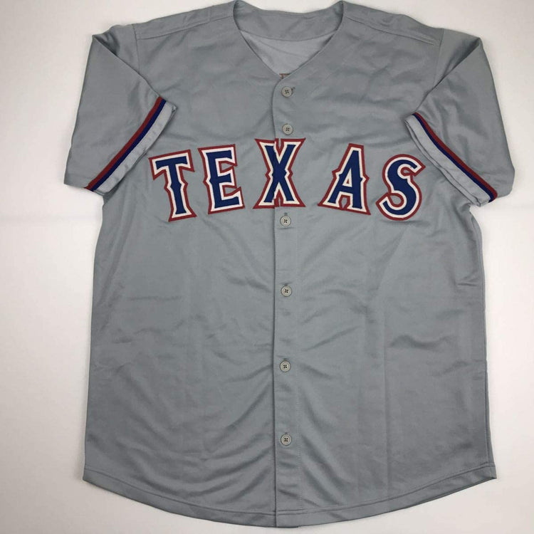 Autographed/Signed Ivan Pudge Rodriguez Texas Grey Baseball Jersey JSA COA