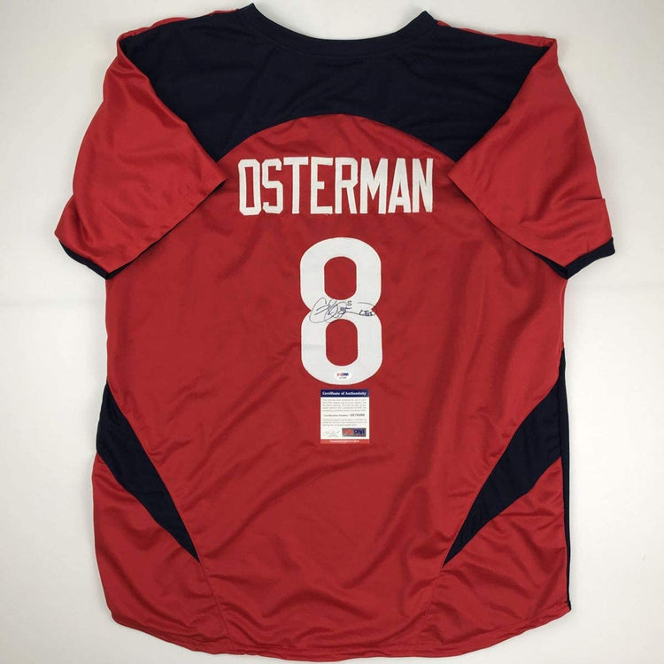 Autographed/Signed Cat Osterman USA United States Red Team Softball Jersey JSA COA