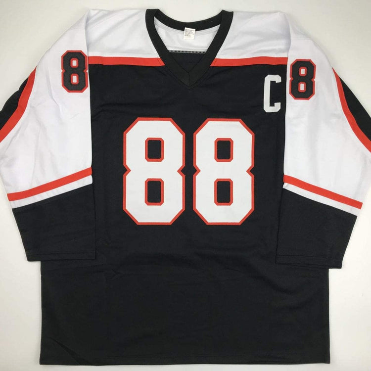 Autographed/Signed Eric Lindros Philadelphia Black Hockey Jersey JSA COA