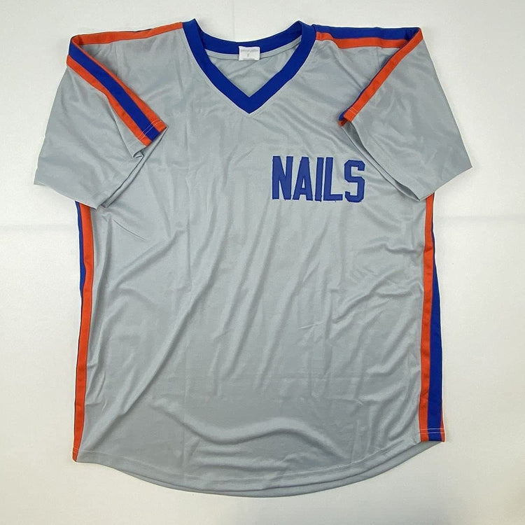 Autographed/Signed Lenny Dykstra Nails New York Grey Baseball Jersey Beckett COA