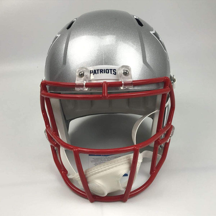 Autographed/Signed Julian Edelman New England Patriots Full Size FS F/S Replica Football Helmet Beckett BAS COA