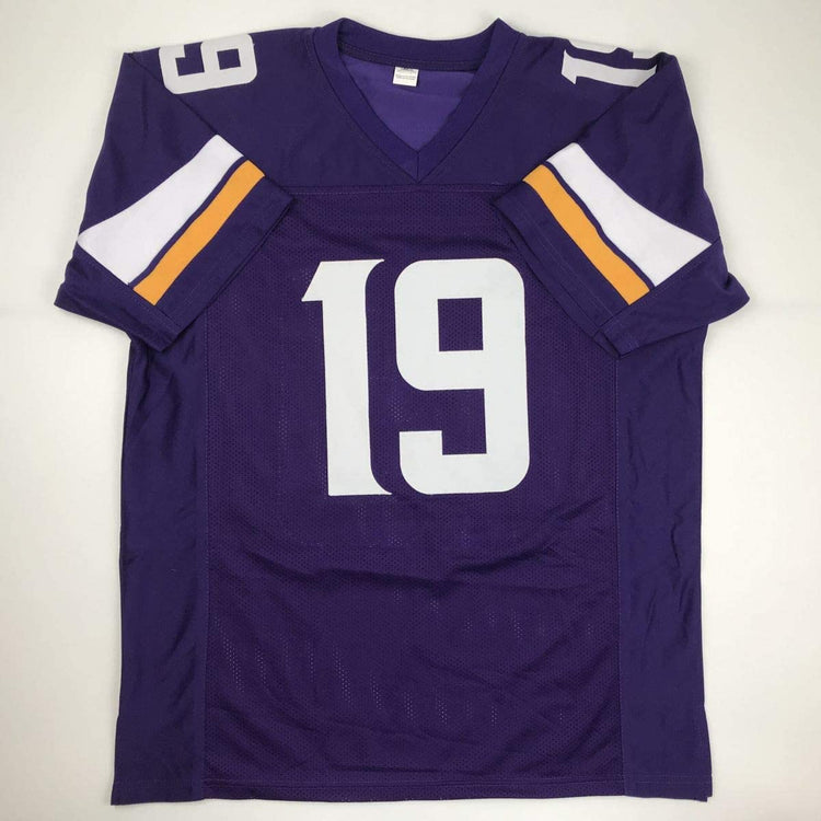 Autographed/Signed Adam Thielen Minnesota Purple Football Jersey Beckett BAS COA
