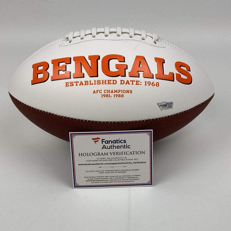 Autographed/Signed Joe Burrow Cincinnati Bengals Full Size F/S White Panel Logo Football Fanatics COA