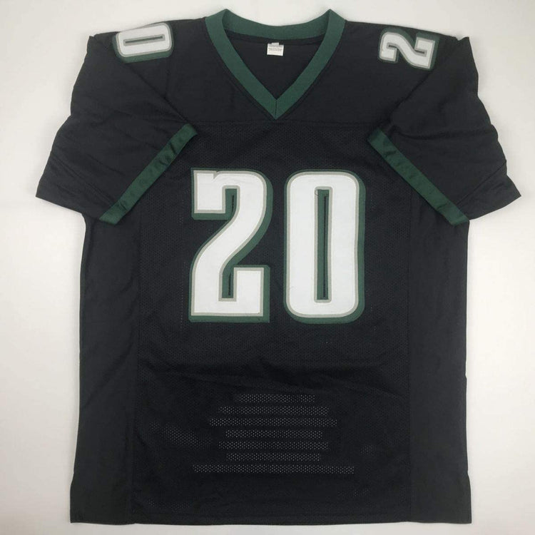 Autographed/Signed Brian Dawkins Philadelphia Black Stat Football Jersey JSA COA