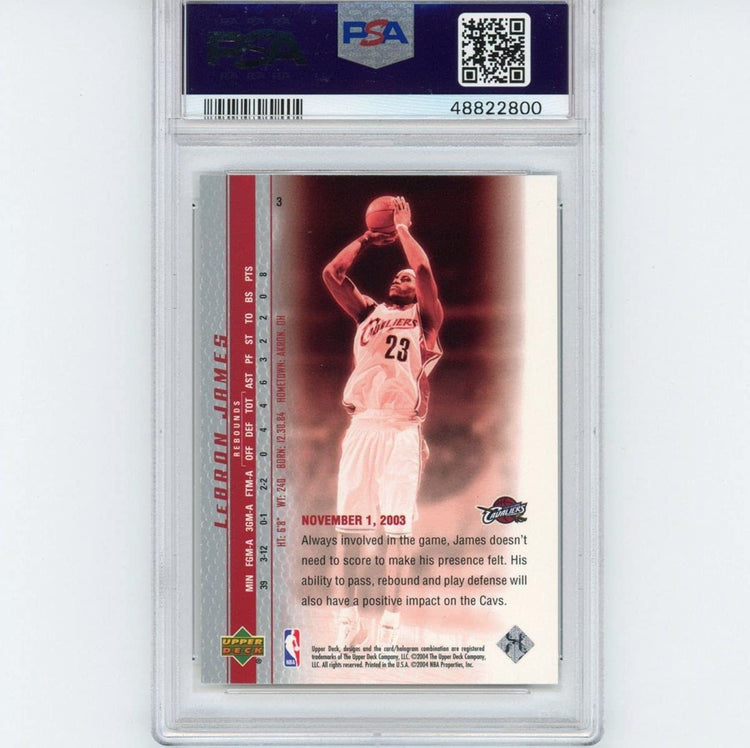 Graded 2003-04 Upper Deck UD LeBron James #3 Phenomenal Beginning Rookie RC Basketball Card PSA 10 Gem Mint