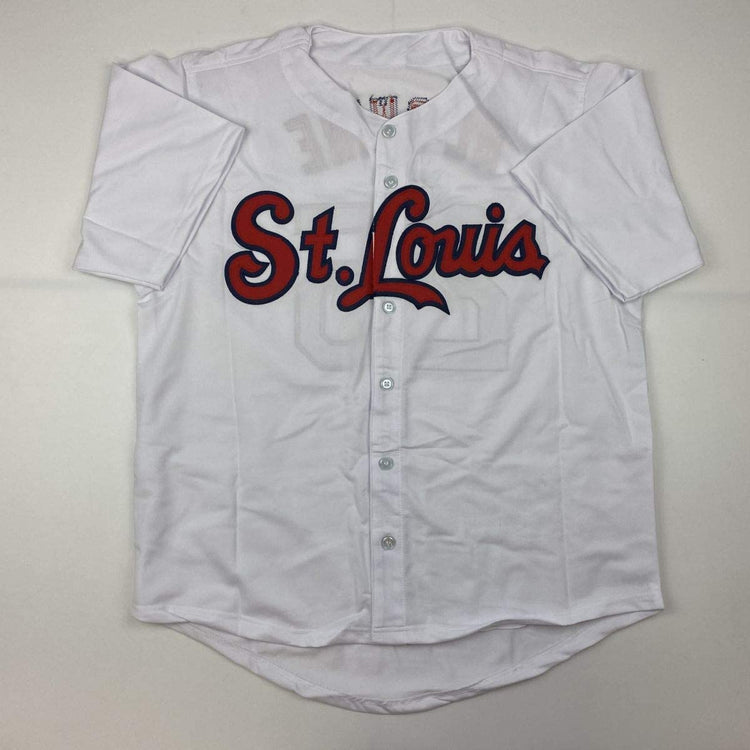 Autographed/Signed Mark McGwire St. Louis White Baseball Jersey JSA COA