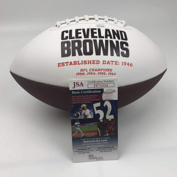 Autographed/Signed Nick Chubb Cleveland Browns Full Size FS White Panel Logo Football JSA COA